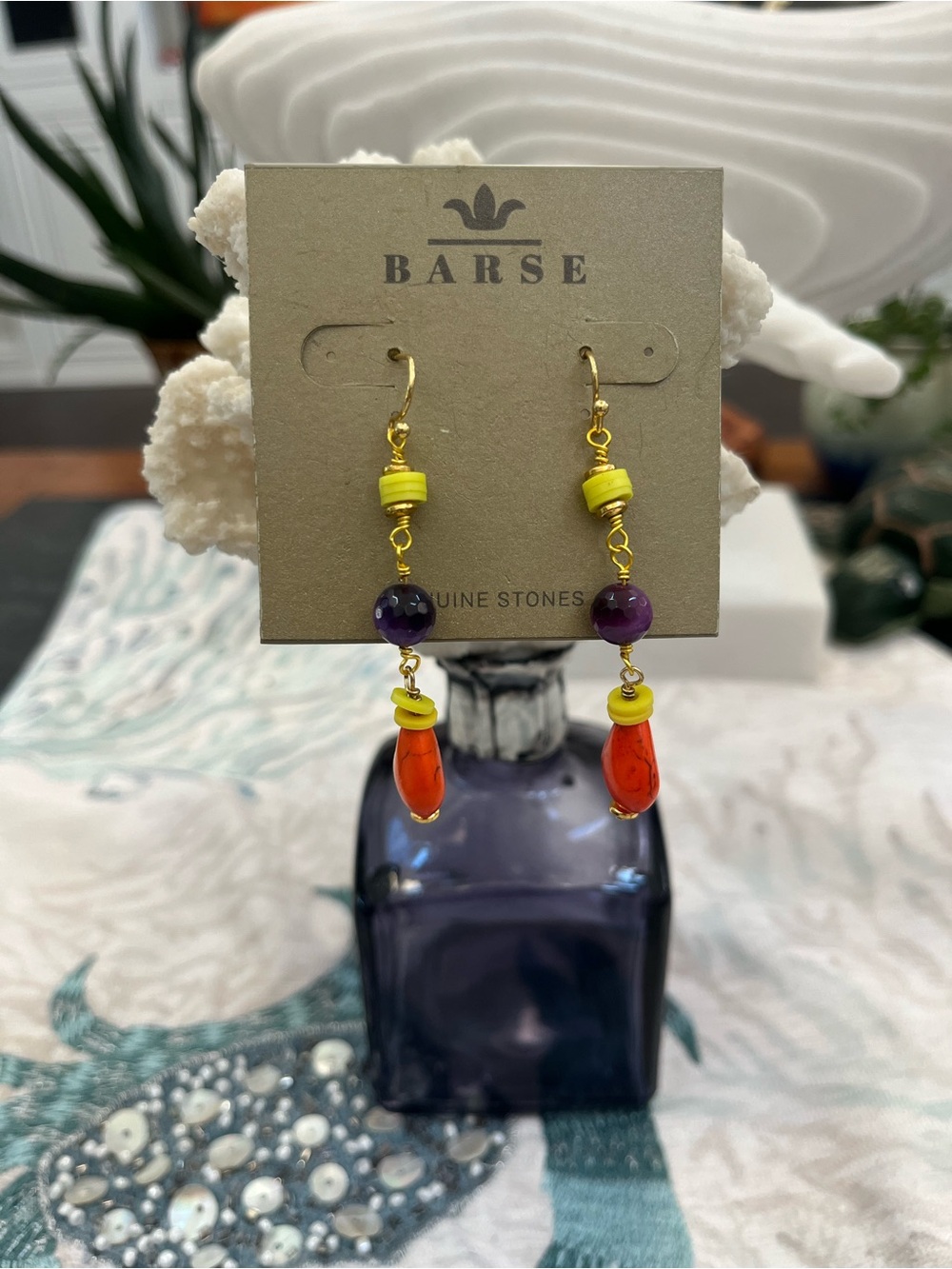 Brand New! Studio Barse Genuine Jasper and Quartz Stone Drop Earrings